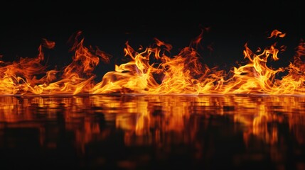 Burning fire flames on dark background