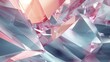 Pink and blue abstract crystal-like geometric shapes, 3D rendering