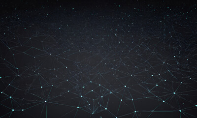 wave with the connection of dots and lines