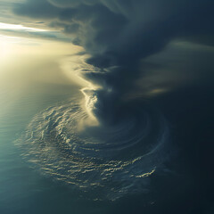 Wall Mural - tornado, view from above, daylight, ocean