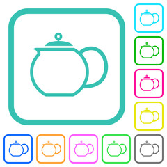 Poster - Teapot outline vivid colored flat icons