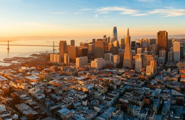 Wall Mural - San Francisco aerial view sunrise