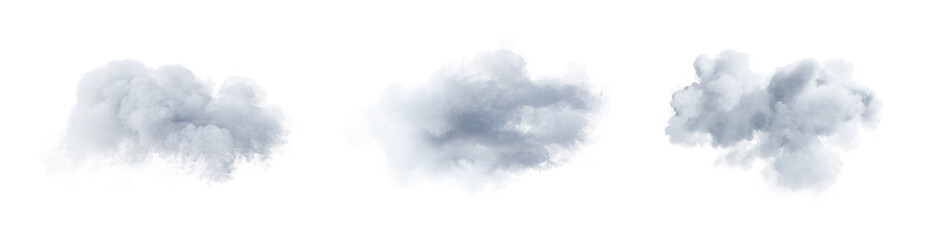 Wall Mural - set of white clouds isolated on transparent background. 3d render.