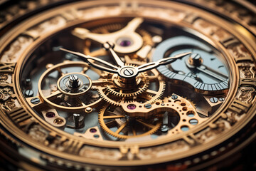 Poster - witness the intricate elegance of clockwork mechanisms, capturing the timeless beauty of gears, cogs