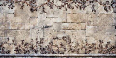 Antique stone ornament with ancient mosaic tile pattern.