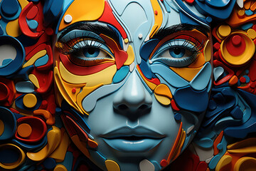 Fototapete - An abstract template, utilizing shapes and patterns to encourage creative thinking and interpretation. Generative Ai.