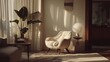 © Wirestock - AI generated illustration of a white armchair, small table, and window curtains in a living room