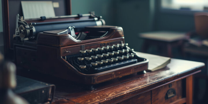 close up of a vintage typing, generative AI