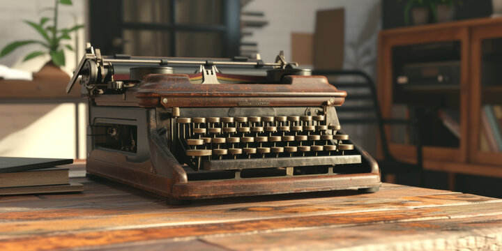 close up of a vintage typing, generative AI