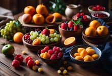 A Tray Full Of Various Kinds Of Fruit On A Table