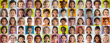 Fototapeta  - Portraits of kids of different age and nationalities. Education, communication., concept of multiculturalism. Collage, panorama. 