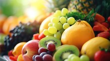 Closeup Of A Pile Of Colorful Fruits And Vegetables, Representing The Emphasis On A Diverse And Nutrientrich Diet For Overall Wellness.