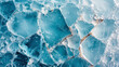 Broken ice with drawings of cracks texture with a variety of cracks and drawings on the surface of the ic