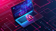 © ginstudio - A laptop with a lock icon and a key indicating encryption