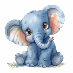 cute baby elephant with big eye sitting on the ground suitable for printing art