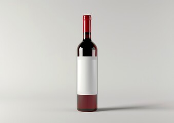 Poster - Red wine bottle with blank label on white background. Easily apply your custom design on the label. : Generative AI