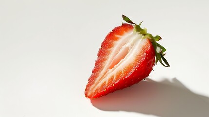 Poster - Juicy Strawberry with half sliced isolated on white background. : Generative AI