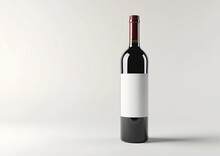 Red Wine Bottle With Blank Label On White Background. Easily Apply Your Custom Design On The Label. : Generative AI