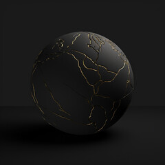 gray earth model on black background,created with generative ai tecnology.
