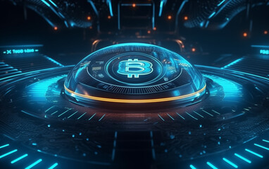 Sticker - bitcoin dashboard technology background,created with generative ai tecnology.