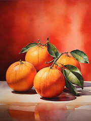 Wall Mural - orange on red bg 3