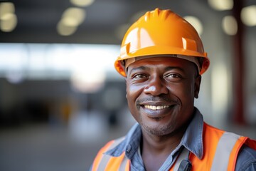 Canvas Print - African American engineer smiling looking at camera 