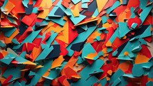 abstract geometric background with colorful broken pieces, chaotic structure