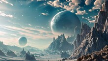 Fantasy Alien Planet Rocks And Sky
