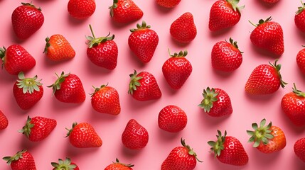 Wall Mural - Fresh ripe strawberries on pink color background