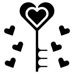 Sticker - black and white love key icon