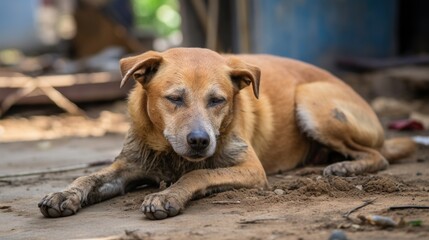 Wall Mural - Hungry and injured stray dog