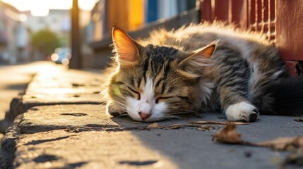 Wall Mural - Hungry and injured stray cat