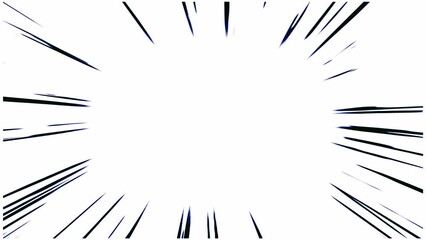 Animation of black anime speed line background. Radial Comics Speed ​​of Light Line. manga speed line zoom