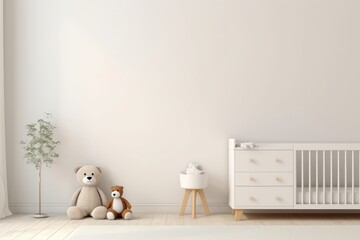 Wall Mural - Simple Nursery Room, Featured on a Clean White Background, Generative AI