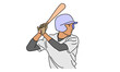 line art color of baseball player vector illustration
