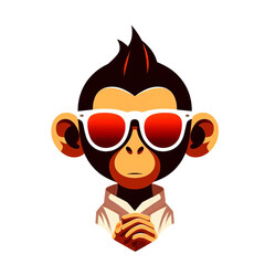 Wall Mural - Monkey in sunglasses. Illustration for your design. Isolated on white background.