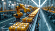 © Aliaksandra - Smart industry robot arms for digital factory production technology showing automation manufacturing process of the Industry 4.0 or 4th industrial revolution and IOT software to control operation
