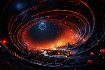 Poster - Abstract Space Alien Planet Landscape Composition extreme closeup. Generative AI