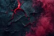 © LivroomStudio - cracked black cement texture with red smoke. horror background