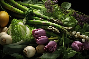 Aufkleber - A detailed view of a variety of fresh vegetables. Perfect for healthy eating, nutrition, and cooking concepts