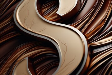 Poster - A close up of a brown and silver swirl. Can be used as a background or for artistic designs