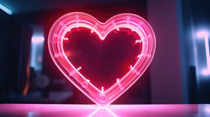 Aufkleber - A heart-shaped light illuminates the room, creating a warm and romantic atmosphere. Perfect for adding a touch of love and coziness to any space