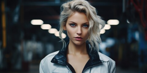 Poster - A woman with blonde hair and blue eyes. Versatile image suitable for various uses