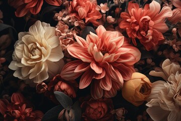 Poster - A close up view of a bunch of flowers. This image can be used for various purposes