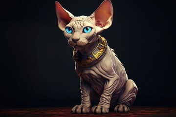 Aufkleber - A cat with striking blue eyes sitting calmly on a table. Perfect for cat lovers and pet-related content