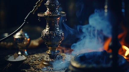Poster - A close-up view of a metal object emitting smoke. Perfect for illustrating industrial processes or mechanical failures