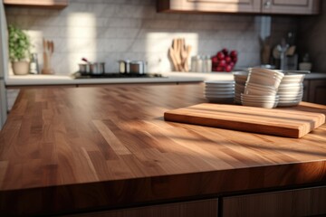 Poster - A kitchen counter with a cutting board. Perfect for showcasing food preparation and cooking