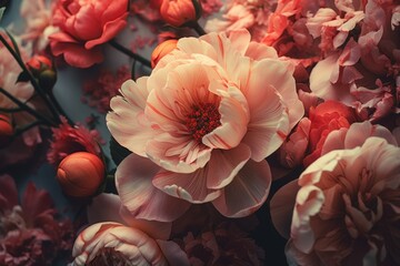 Poster - A vibrant close-up of a bunch of flowers, perfect for adding a pop of color to any project