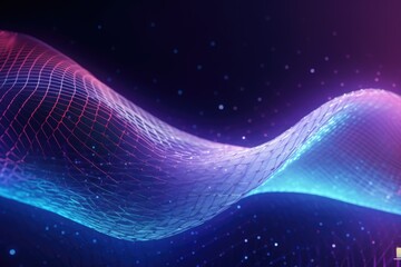 Poster - A vibrant blue and pink wave against a dark black background. Perfect for designs that need a pop of color and energy