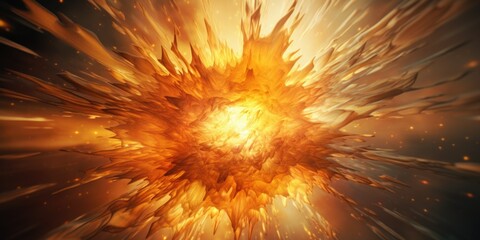Poster - A powerful display of orange and yellow flames, creating a stunning explosion. Perfect for adding intensity and drama to any project